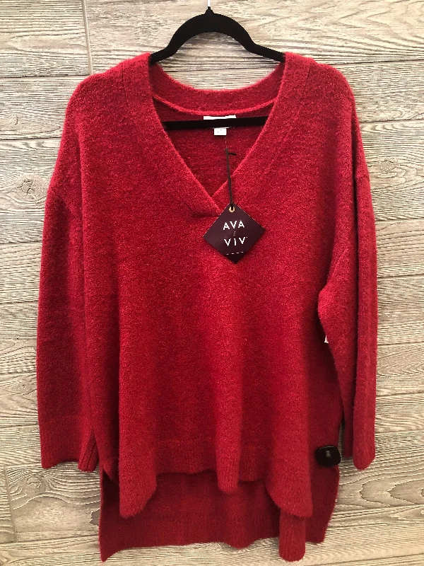 Sweater By Ava & Viv In Red, Size: 1x