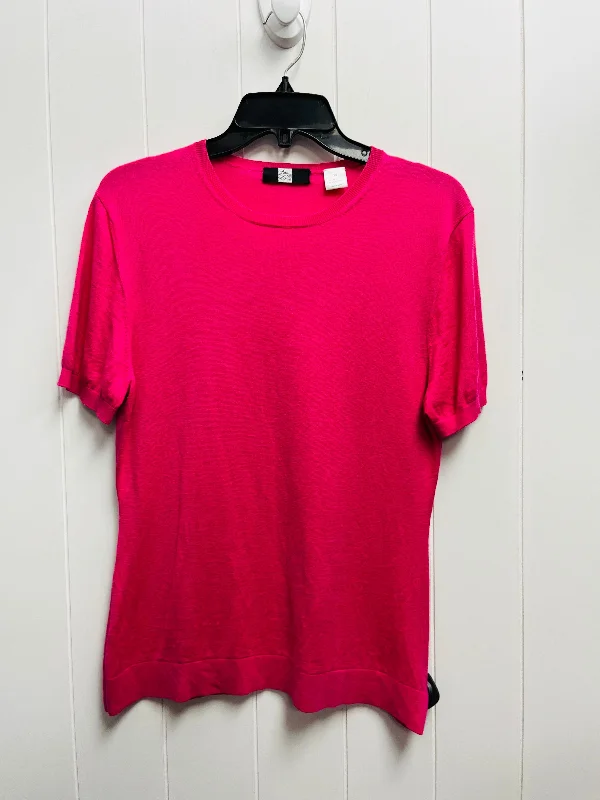 Sweater Short Sleeve By Saks Fifth Avenue In Pink, Size: Xl