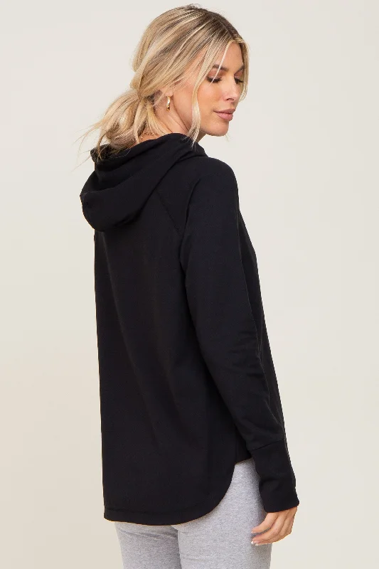 Black Hooded Long Sleeve Active Top