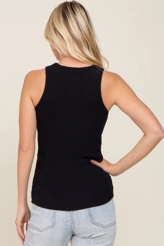 Black Ribbed Basic Tank Top