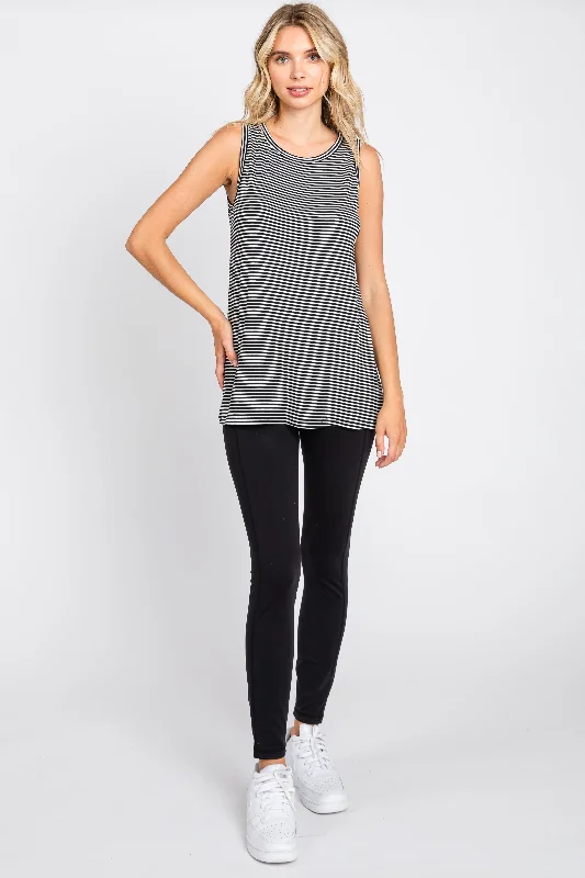 Black Striped Sleeveless Tank Top