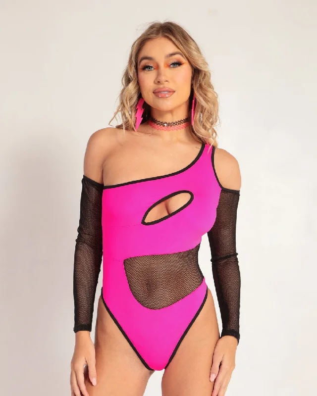 Electro Beat Mesh Long Sleeve Bodysuit