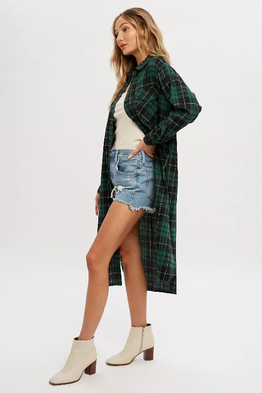 Forest Green Plaid Oversized Shirt