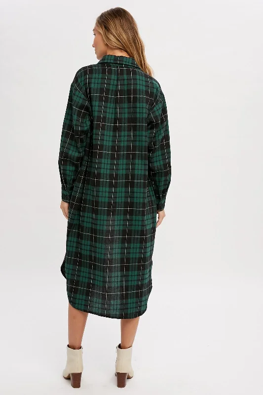 Forest Green Plaid Oversized Shirt