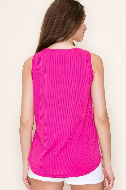 Fuchsia Ribbed Sleeveless Top