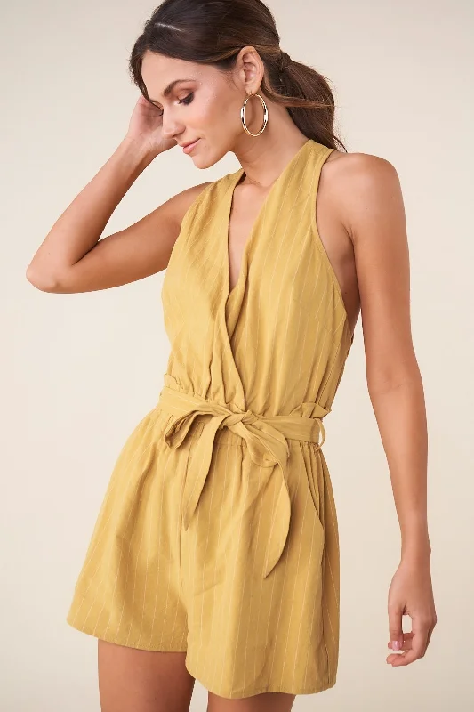 Honey Surplice Stripe Romper