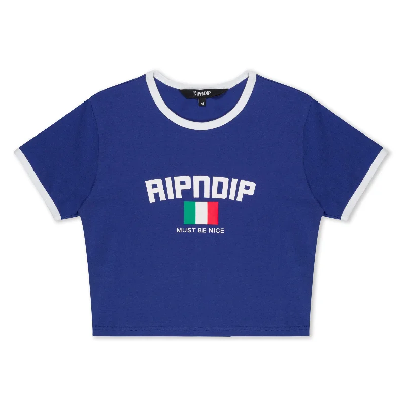 Italy Cropped Ringer Tee (Navy/White)