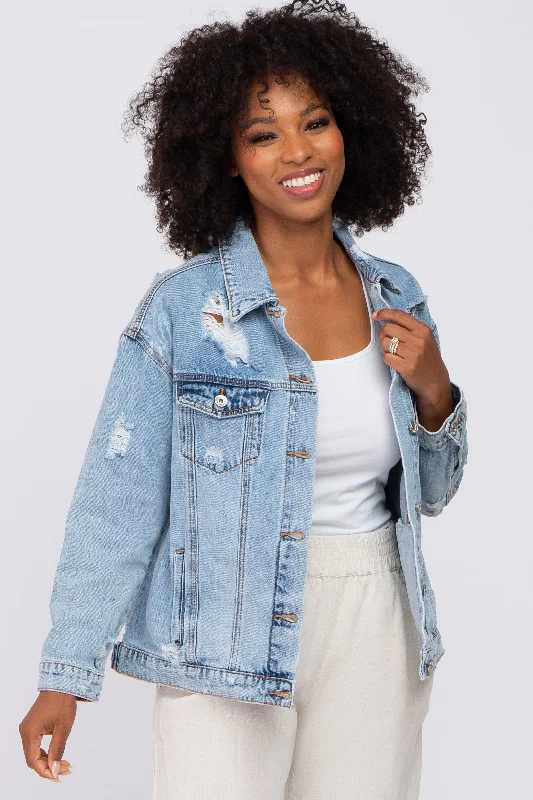 Light Blue Distressed Denim Jacket