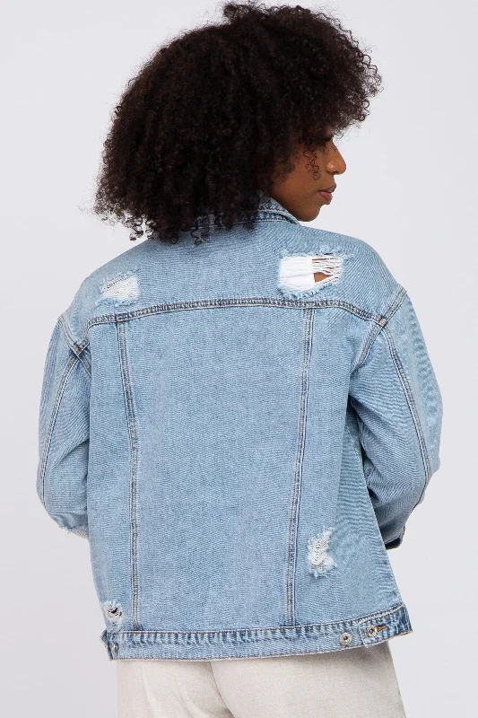 Light Blue Distressed Denim Jacket