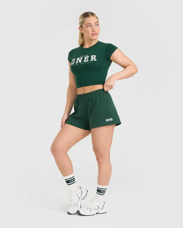 Lightweight Shorts with Printed Logo | Racing Green