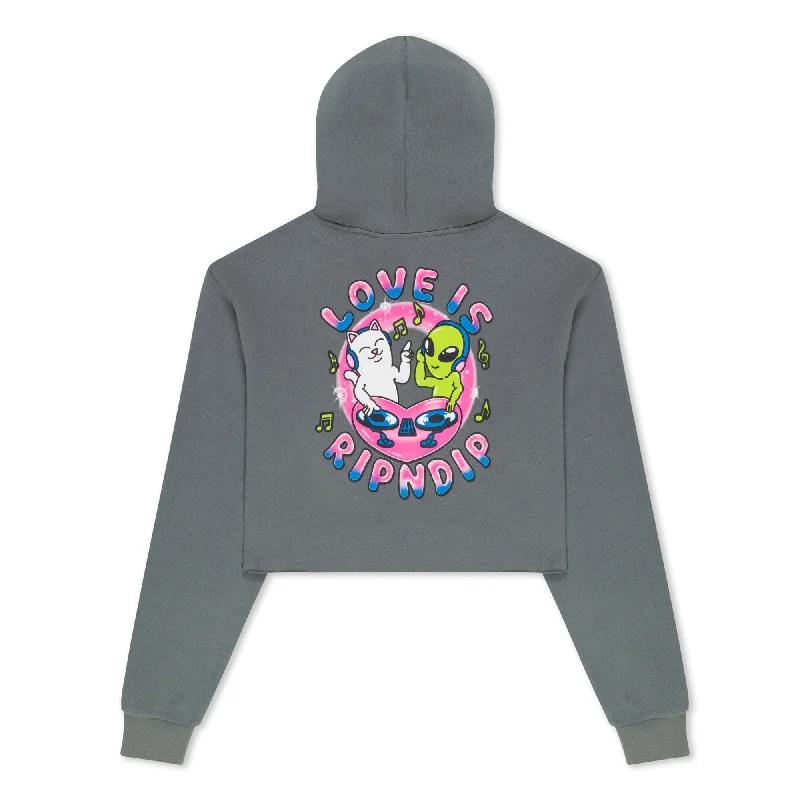 Love Is Ripndip Cropped Hoodie (Charcoal)