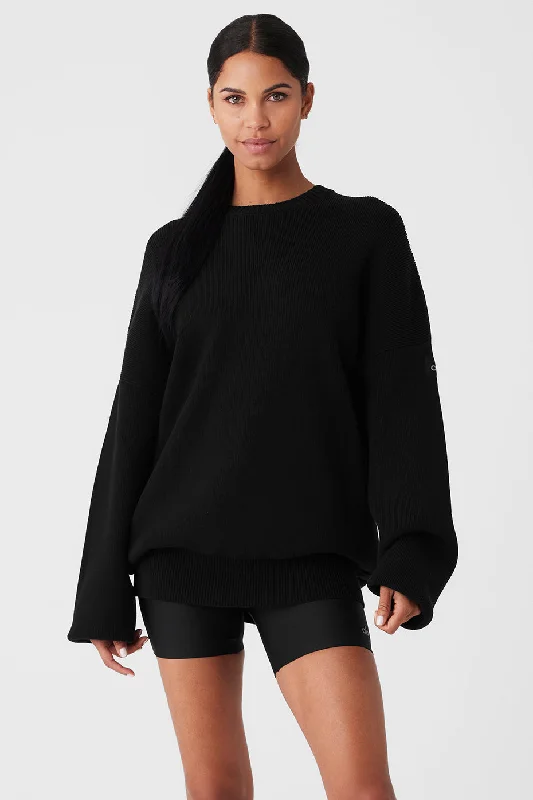 Scholar Crew Neck Sweater - Black