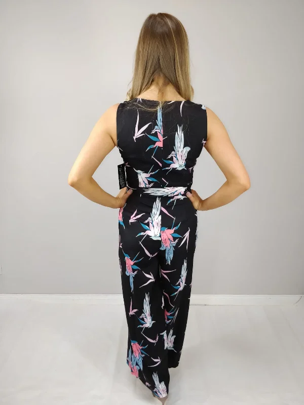 Milana Black Floral Pocket Jumpsuit