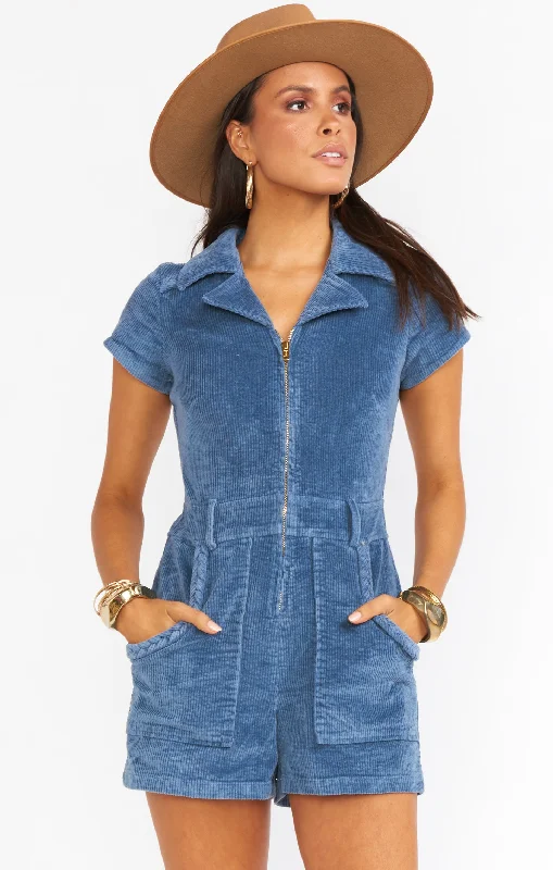 Outlaw Romper ~ Dust Blue Corduroy