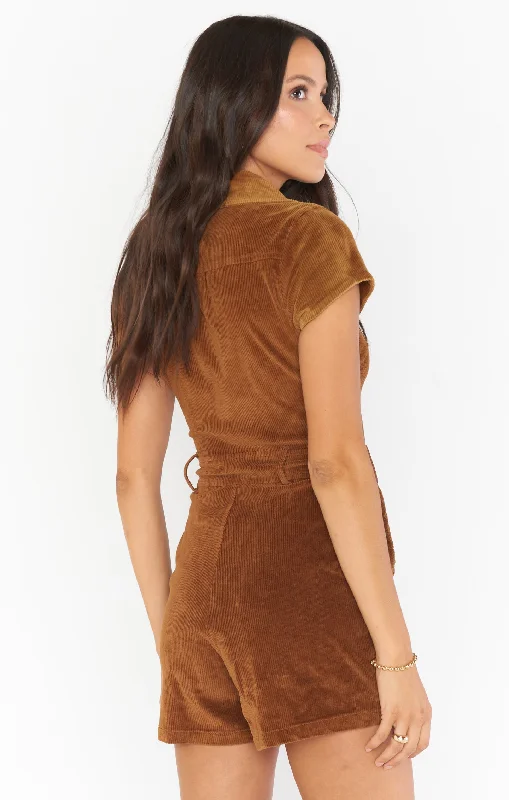 Outlaw Romper ~ Saddle Brown Corduroy