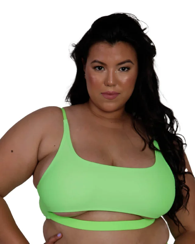 Recycled Fabric Malibu BB Cutout Crop Top - Neon Green