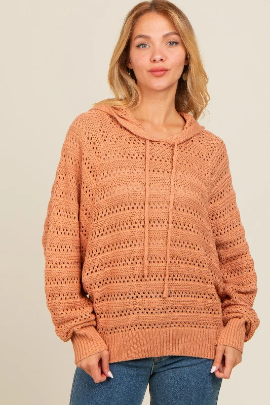 Salmon Pointelle Knit Sweater