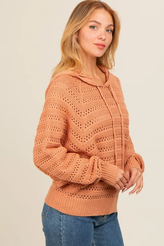 Salmon Pointelle Knit Sweater