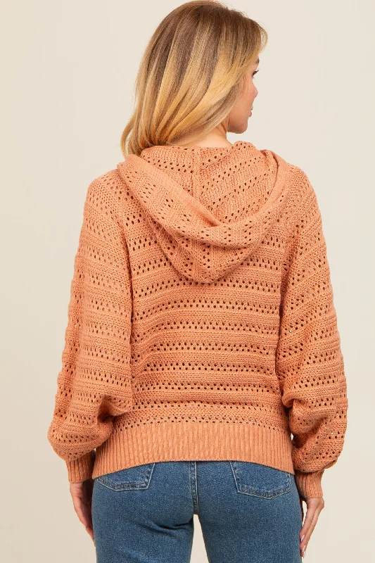 Salmon Pointelle Knit Sweater