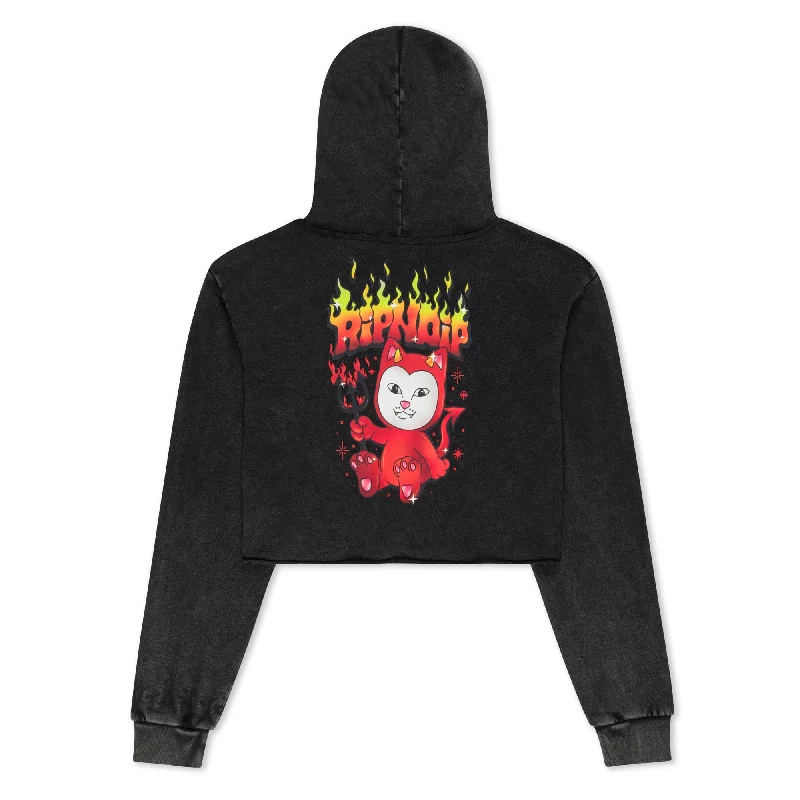 Scary Cute Cropped Hoodie (Black Wash)