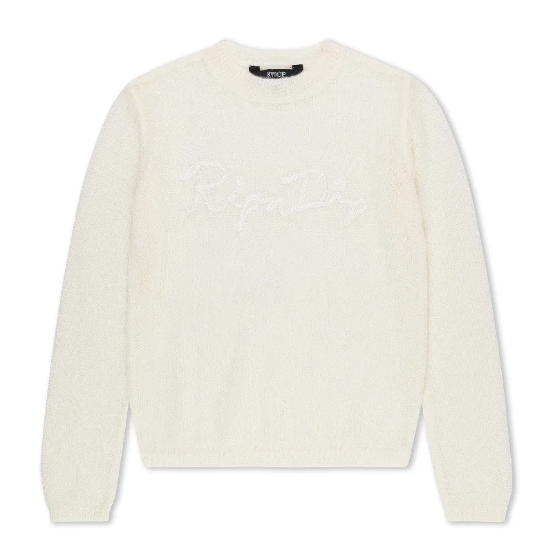 Script Cropped Long Sleeve (Cream)